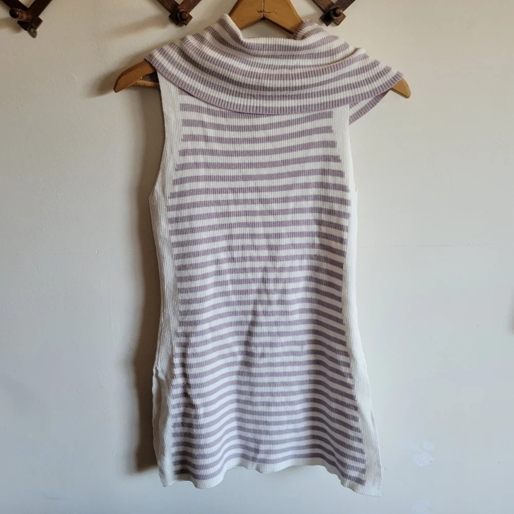 NWT Jack BB Dakota Knit Tank Towl Cowl Neck Stripe Gray White Small S